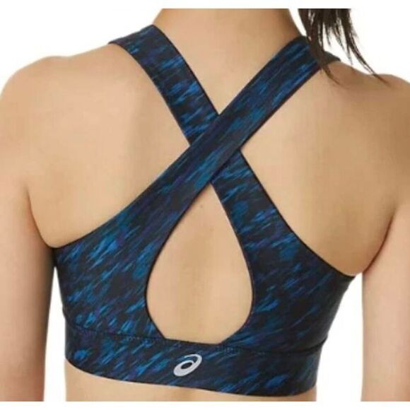 Asics Women's Black & Blue Poly/Spandex Athletic Sports Bra NEW NWT - Picture 2 of 9